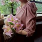 Shirred 3/4-sleeve Top