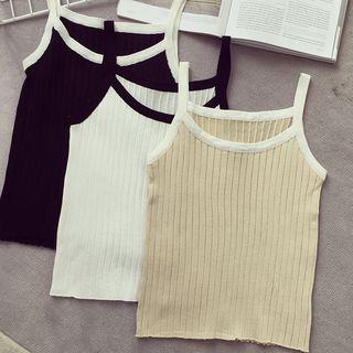 Contrast Trim Rib Knit Camisole Top