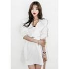 Ruffle-capelet Cotton Dress With Belt