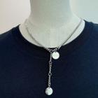 Disc Pendant Y Necklace Silver - One Size