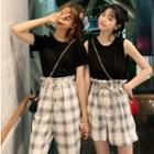 Short-sleeve T-shirt / Tank Top / Plaid Shorts / Plaid Cropped Pants
