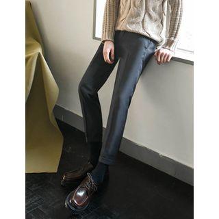 Turn-up Hem Slim-fit Dress Pants
