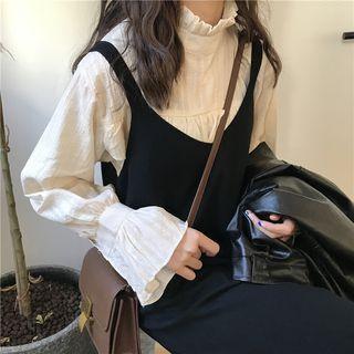 Ruffle-hem Shirt / V-neck Jumper Dress