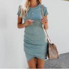 Short Sleeve Asymmetrical Bodycon Mini Dress