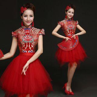 Jacquard Cheongsam Tutu Prom Dress