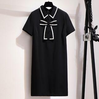 Short-sleeve Bow Accent Polo Dress