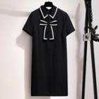 Short-sleeve Bow Accent Polo Dress