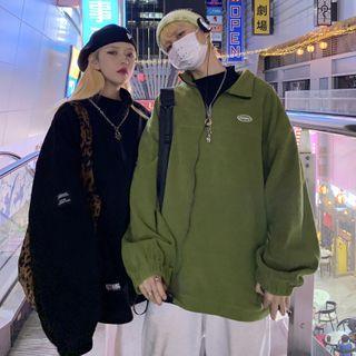 Couple Matching Stand Collar Half-zip Sweatshirt