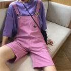 Elbow-sleeve Embroidered T-shirt / Embroidered Jumper Shorts