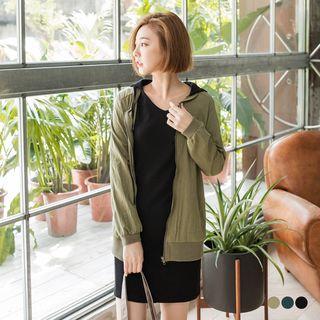 Cotton Band Collar Bomber Jacket