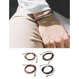 Layered Braided Faux-leather Bracelet