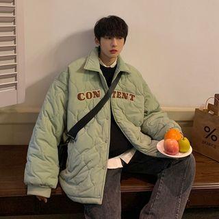 Long-sleeve Letter Embroidered Padded Coat