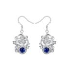 Elegant Fashion Flower Blue Cubic Zircon Earrings Silver - One Size