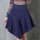 Fray Hem Stitch Detailed Flare Skirt
