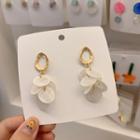 Shell Disc Fringed Earring 1 Pair - Gold & White - One Size