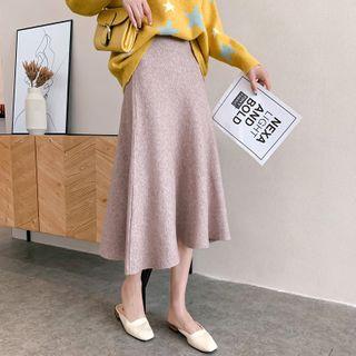 Plain Knit Midi A-line Dress
