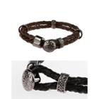 Metal-hoop Genuine-leather Bracelet