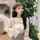 Bell-sleeve Floral Lace Top