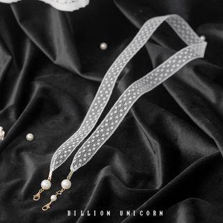 Lace Mask Strap White - One Size