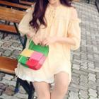 Elbow-sleeve Chiffon Blouse Almond - One Size