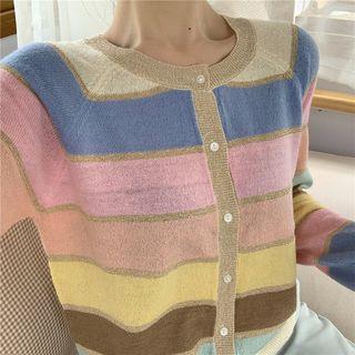 Striped Cardigan As Figure - One Size