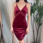 Lace Velvet Slim-fit Sleeveless Dress