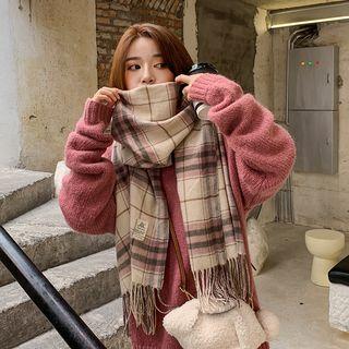 Plaid Fringed Scarf No.2 - As Shown In Figure - 200cm X 65cm