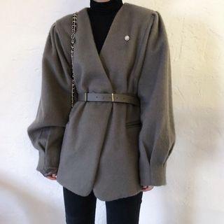 Open Front Lantern-sleeve Coat