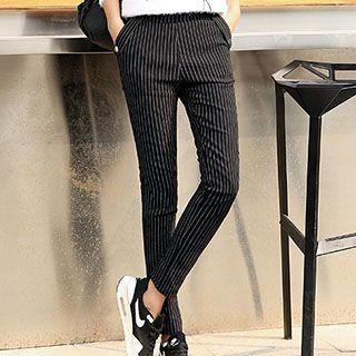 Pinstriped Slim-fit Padded Pants
