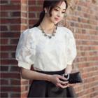 Puff-sleeve Laced Top