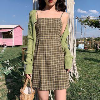 Sleeveless Check Slim-fit Dress