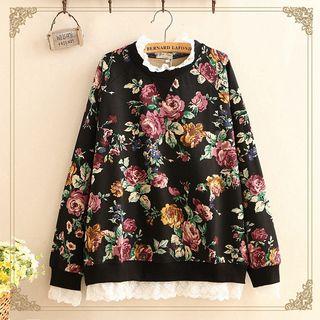 Floral Print Mock Two-piece Pullover