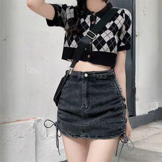 Cropped Camisole Top / High Waist Denim Pencil Skirt