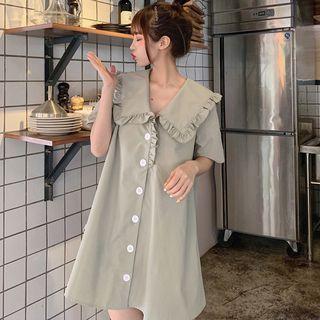 Ruffle Short-sleeve A-line Shirt Dress