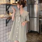 Ruffle Short-sleeve A-line Shirt Dress