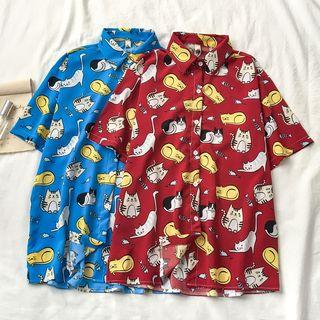 Short-sleeve All Over Cat Shirt