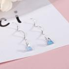 Triangle Threader Earring 1 Pair - Es627 - Blue Triangle - Silver - One Size