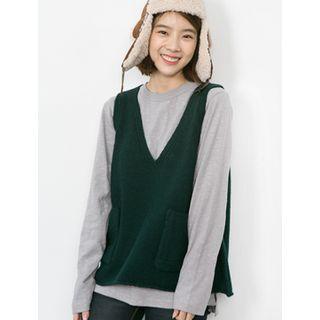 V-neck Wool Blend Vest