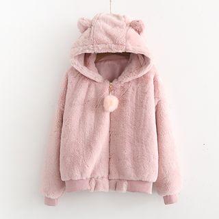 Hooded Zip-up Furry Jacket
