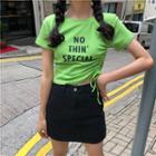 Short-sleeve Drawstring Letter T-shirt