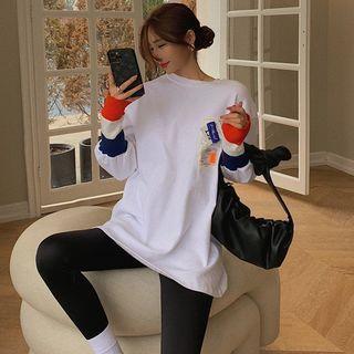 Colorblock Loose-fit Long T-shirt