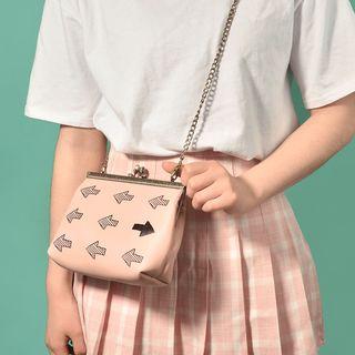 Arrow Print Chain Strap Crossbody Bag Pink - One Size