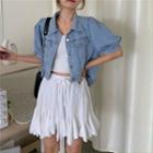 Short-sleeve Denim Jacket / Plain Mini Skirt