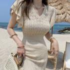 Long Pointelle Knit Dress Set