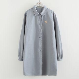 Long-sleeve Embroidery Shirt Dress