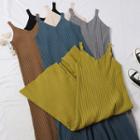 Sleeve Ribbed Knit Midi Dress