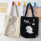 Dog Embroidered Corduroy Shopper Bag