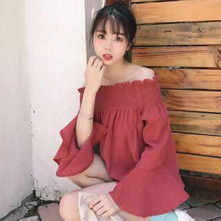 Bell-sleeve Smocked Blouse