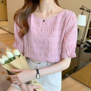 Short-sleeve Crinkle Blouse