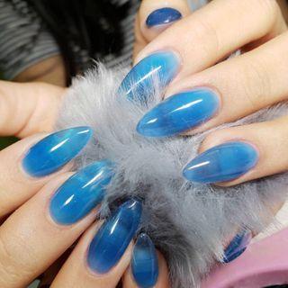 Pointed Nail Art False Nail 122 - Aqua Blue - One Size